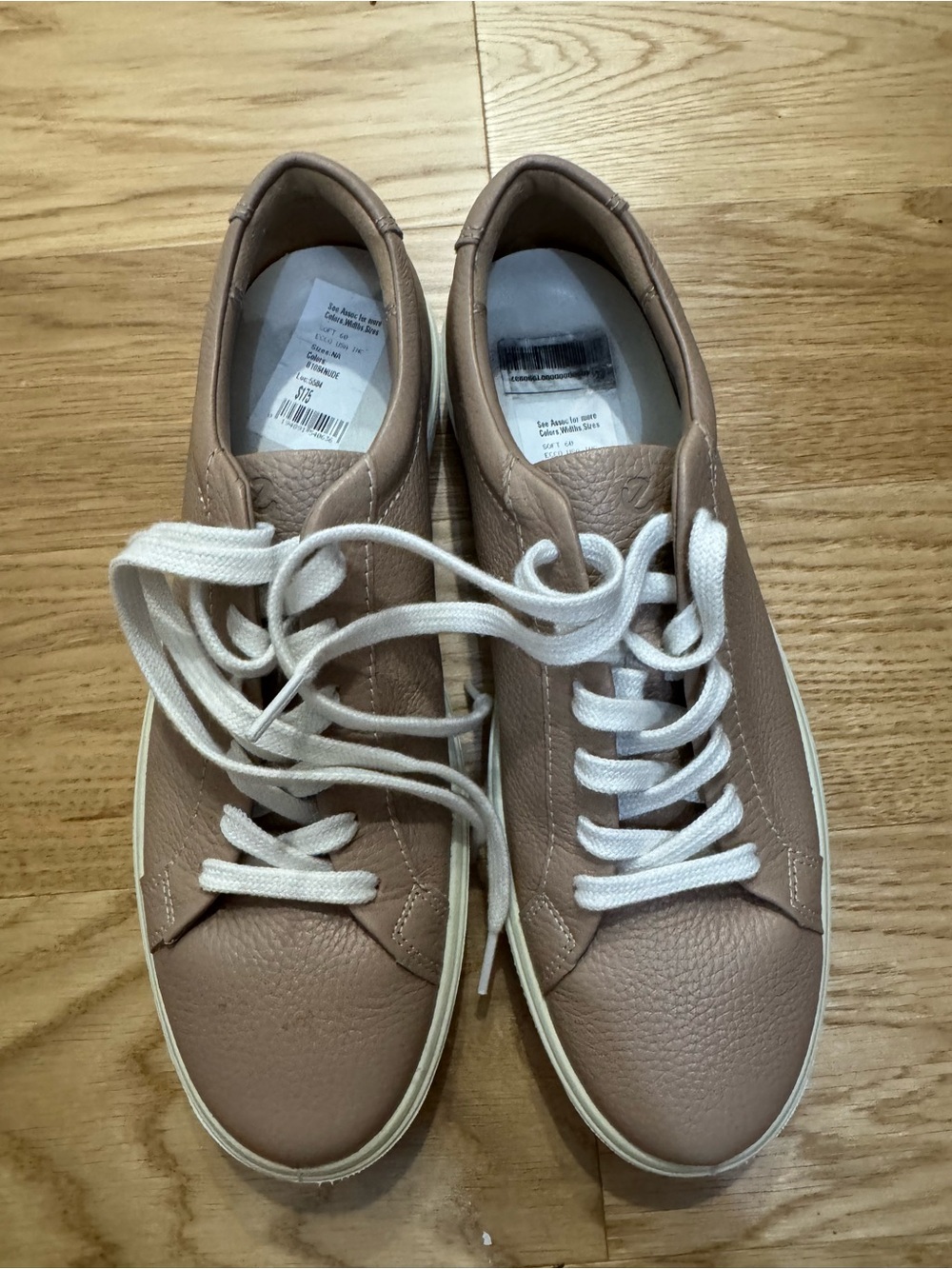 Ecco Men's Leather Sneakers in Blush Pink with White Laces